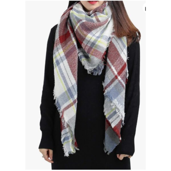 Brown Plaid Tassel Scarf