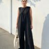 Solid Color Wide-leg Jumpsuit