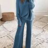 Solid One Shoulder Knit Suit