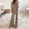 Solid One Shoulder Knit Suit