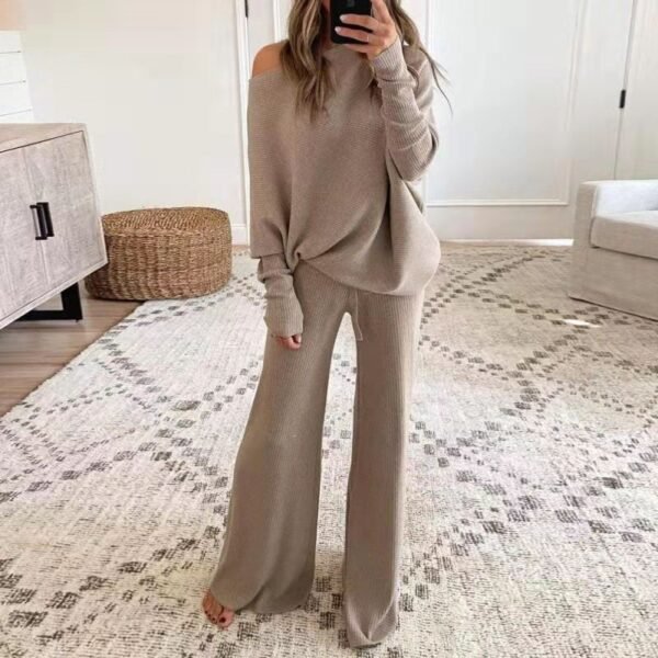 Solid One Shoulder Knit Suit