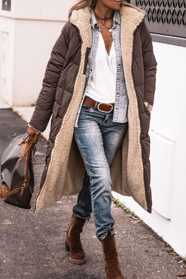 Solid Color Hooded Long Coat