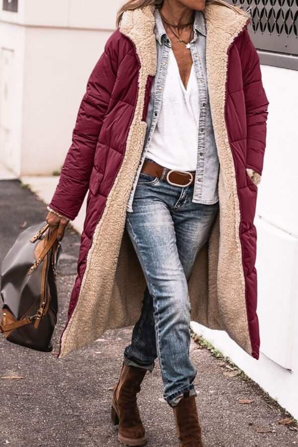 Solid Color Hooded Long Coat