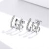 Three-Layer Silver Earrings