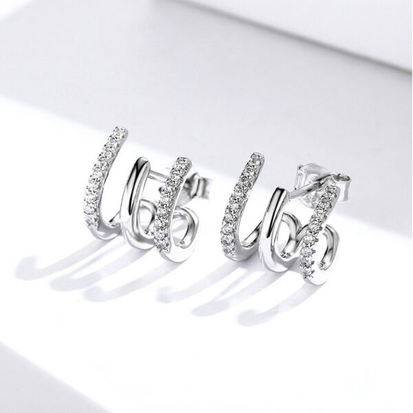 Three-Layer Silver Earrings