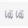 Three-Layer Silver Earrings