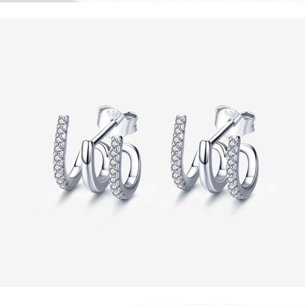 Three-Layer Silver Earrings