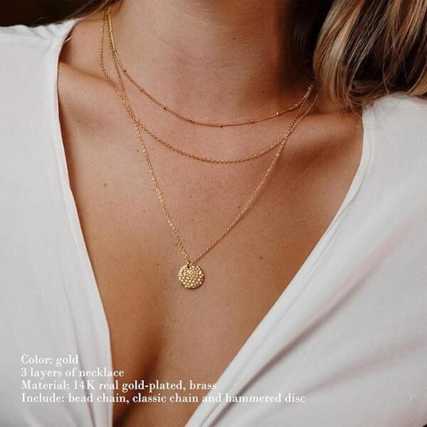 Hammered Coin Layered Necklace Set