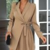 Solid Color Pleated Suit Coat Dress Solid Color Pleated Suit Coat Dress