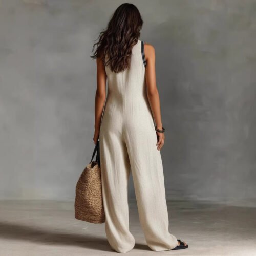 3d9251da-e6d1-4c95-9d4e-7be05c7817eb Simple Linen-blend Jumpsuit