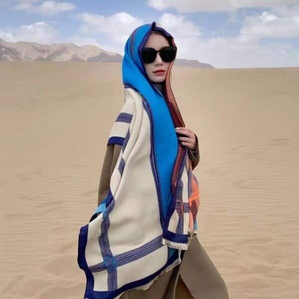 Contrast Color Artificial Cashmere Scarf Contrast Color Artificial Cashmere Scarf