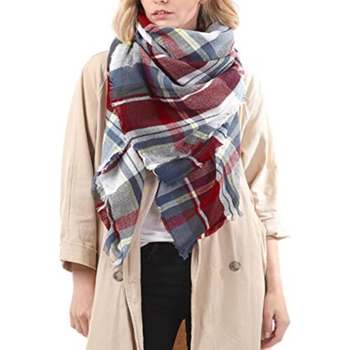 Brown Plaid Tassel Scarf