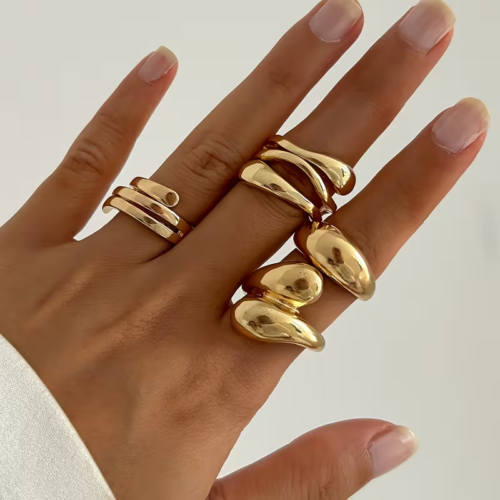 Golden MultiLayer Spiral Rings