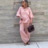 Solid Cotton Linen Trousers Solid Cotton Linen Trousers