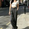 High-Waisted Wide-Leg Suit Pants