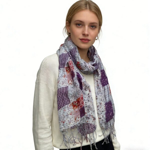 Purple Printed Viscose Scarf