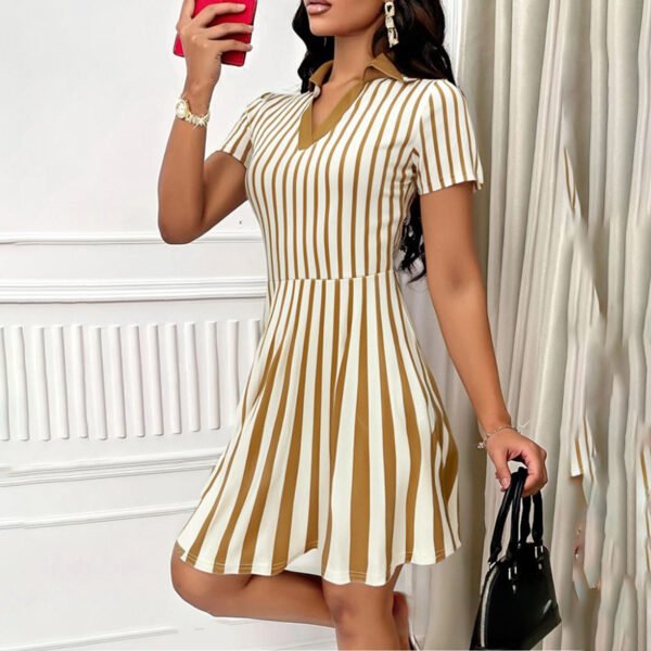Elegant Striped Polo Dress