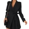 Solid Color Pleated Suit Coat Dress Solid Color Pleated Suit Coat Dress