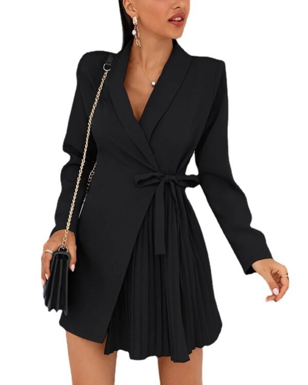 Solid Color Pleated Suit Coat Dress Solid Color Pleated Suit Coat Dress