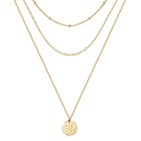 Hammered Coin Layered Necklace Set