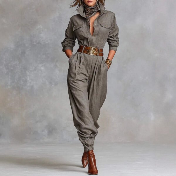 Long-sleeved Lapel Jumpsuit Long-sleeved Lapel Jumpsuit