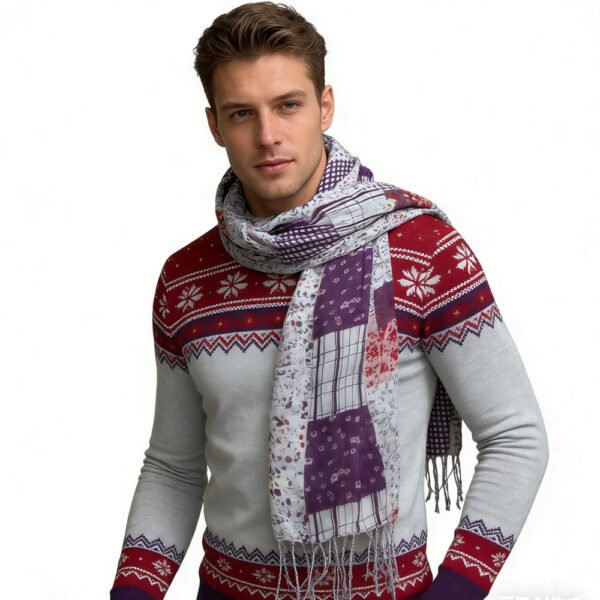 Purple Printed Viscose Scarf