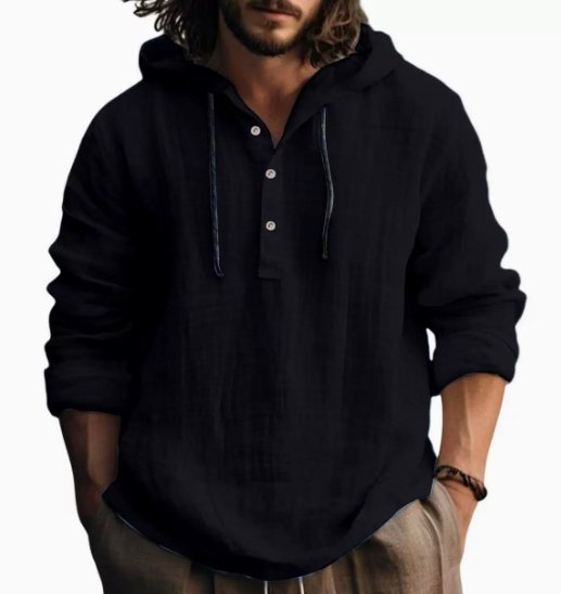 Hooded Cotton Linen Shirt