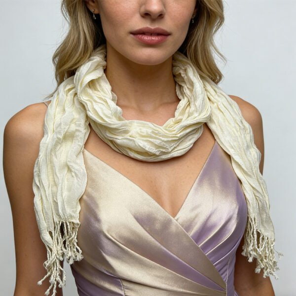 White Dyed Crinkle Scarf
