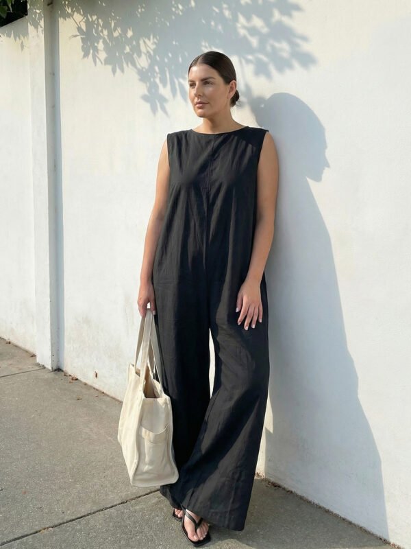Solid Color Wide-leg Jumpsuit
