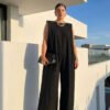 Solid Color Wide-leg Jumpsuit