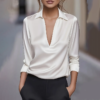 V-Neck Long Sleeve Blouse V-Neck Long Sleeve Blouse