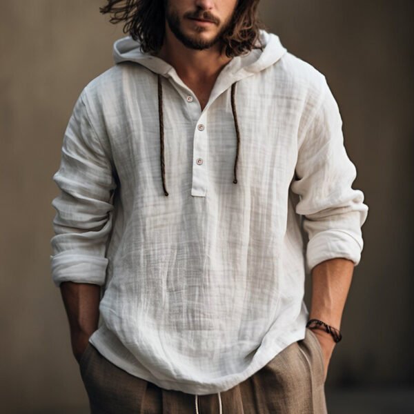 Hooded Cotton Linen Shirt