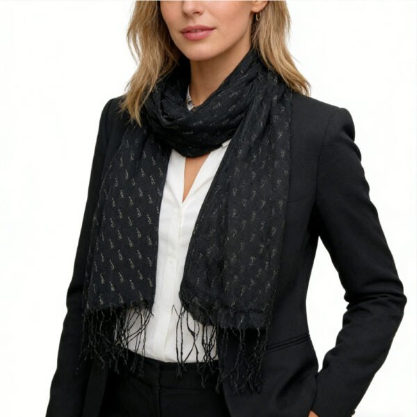 Black Printed Viscose Scarf Black Printed Viscose Scarf