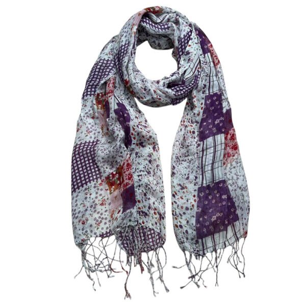 Purple Printed Viscose Scarf