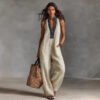 Simple Linen-blend Jumpsuit