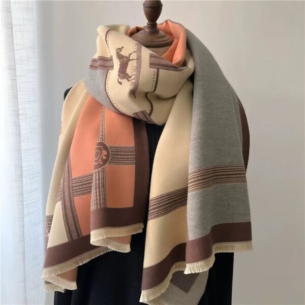 Contrast Color Artificial Cashmere Scarf Contrast Color Artificial Cashmere Scarf