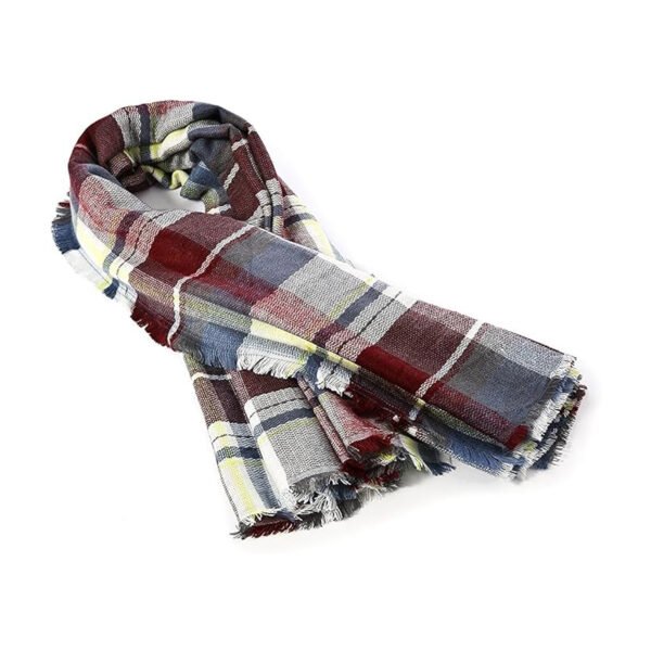 Brown Plaid Tassel Scarf
