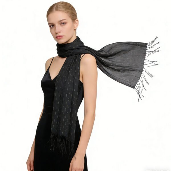 Black Printed Viscose Scarf Black Printed Viscose Scarf