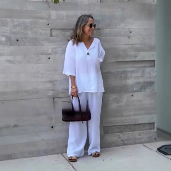 Solid Cotton Linen Trousers Solid Cotton Linen Trousers
