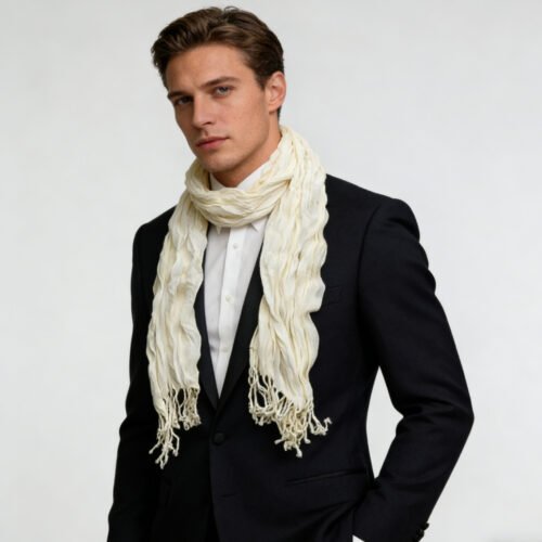 White Dyed Crinkle Scarf