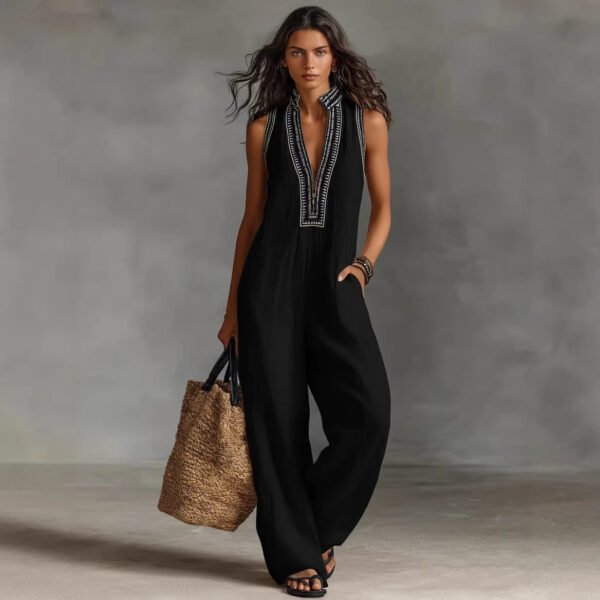 Simple Linen-blend Jumpsuit