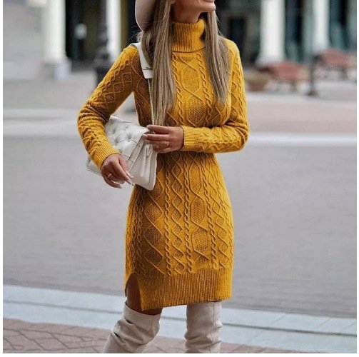 Turtleneck Knitted Dress