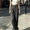 High-Waisted Wide-Leg Suit Pants