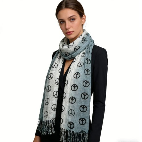 Grey Printed Viscose Scarf