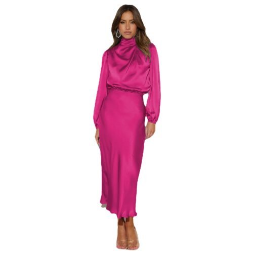 f671ac9a-806c-4563-95b6-84cf8f90e664 Satin Halterneck Dress