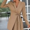 Solid Color Pleated Suit Coat Dress Solid Color Pleated Suit Coat Dress