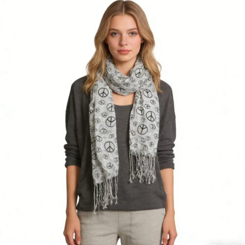 Black & White Print Viscose Scarf