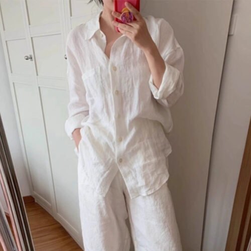 Linen-cotton White Set